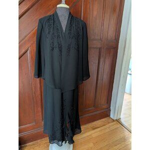 R&M Richards Black Beaded Formal Dress Jacket 14P  Womens Elegant Evening Wear